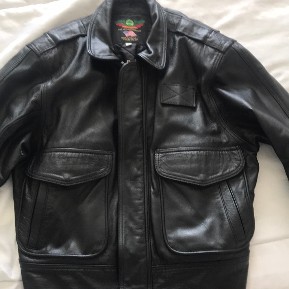 Pilot jacket pure leather aviation apparel Size L